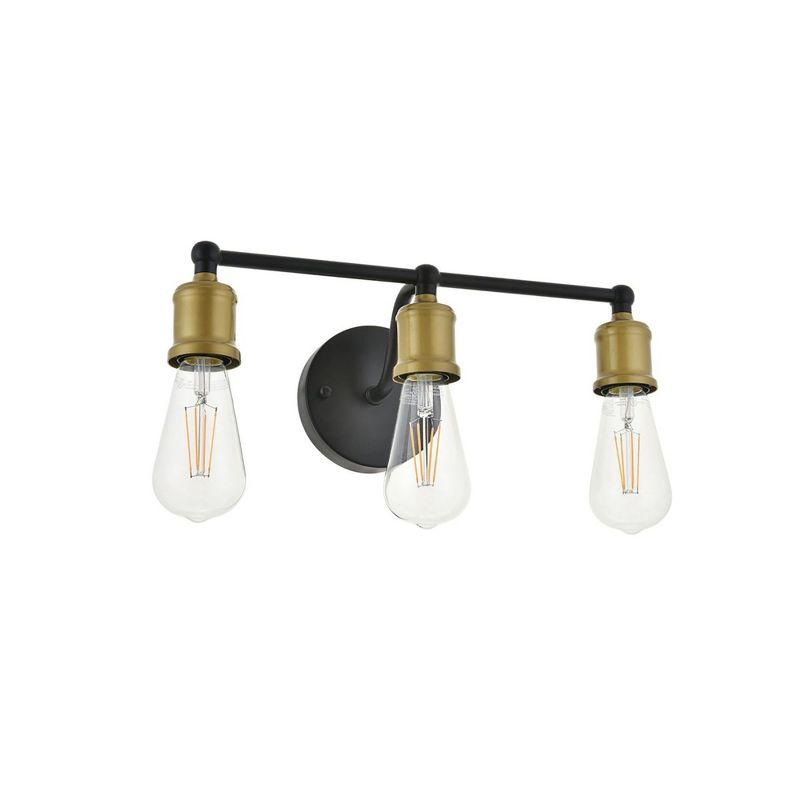 Elegant Lighting Serif 3 light brass and black Wall Sconce
