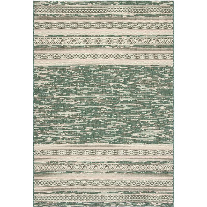 Courtyard CY8061 Power Loomed Indoor and Outdoor Area Rug - Dark Green/Beige - 5'3"x7'7" - Safavieh