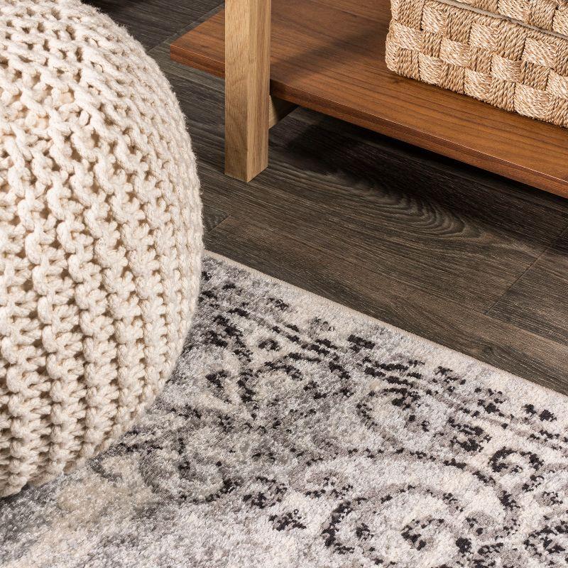 5'x8' Minori Filigree Medallion Area Rug, Dark Gray/Cream - JONATHAN Y