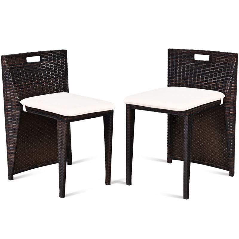 Tangkula 3 PCS Cushioned Wicker Patio Furniture Set Seat Sofa Outdoor No Assembly Brown