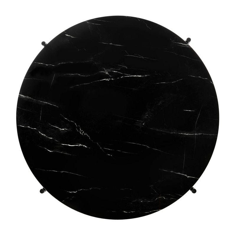 Elegant 36" Round Black Marble & Metal Coffee Table