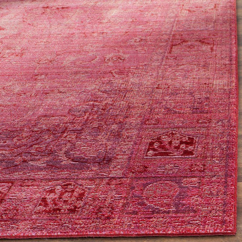 Lustrous Red Persian Motif 4' x 6' Easy-Care Synthetic Rug