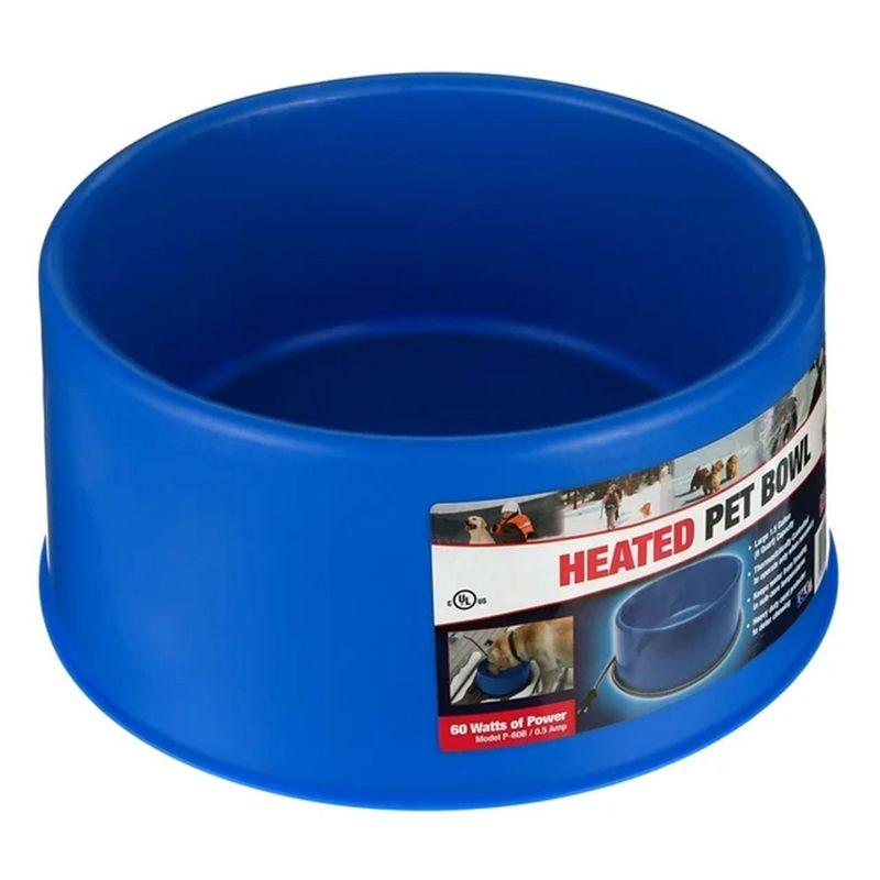 Farm Innovators 60 Watt Premium Plastic Heated Pet Water Bowl with Advanced Thermostatic Control for Large Dogs and Cats, Blue