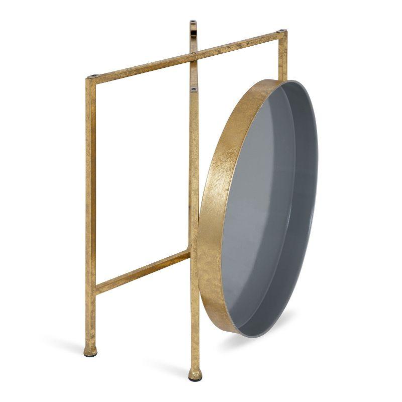 Kate and Laurel Celia Round Metal Side Table, 18.25x18.25x22, Gold and Gray