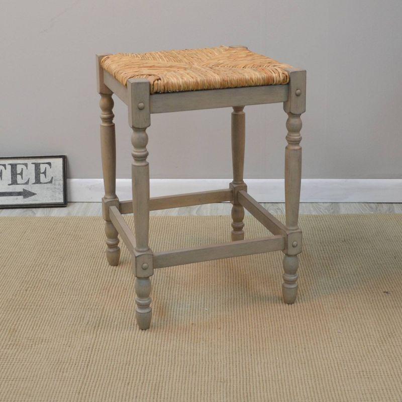 Weathered Gray Backless Wood Counter Height Stool