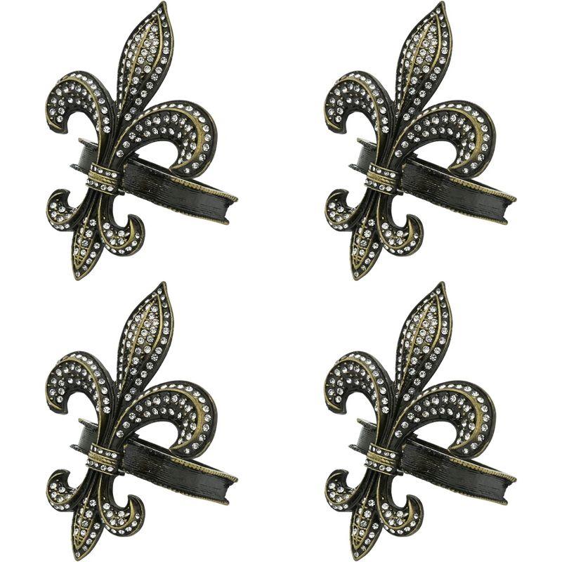 Saro Lifestyle Napkin Holder Rings With Fleur-de-Lis Design (Set of 4)