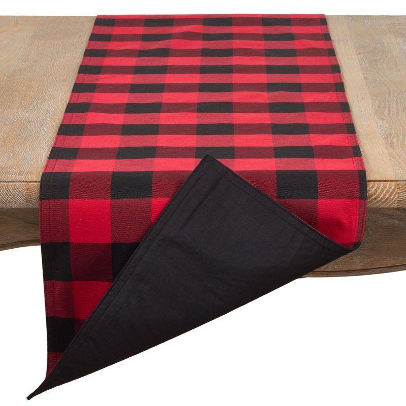 16"x72" Buffalo Plaid Check Classic Casual Everyday Table Runner Red - Saro Lifestyle: Cotton-Poly Blend, Machine Washable