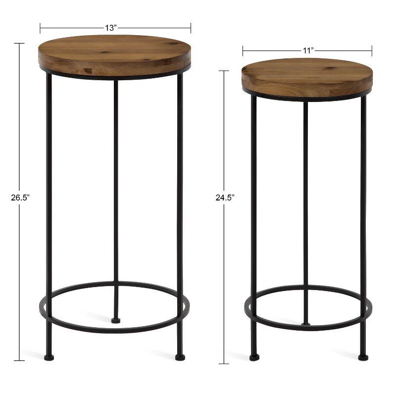 Kate and Laurel Espada Round Metal Nesting Table, 2 Piece, Rustic Brown and Black