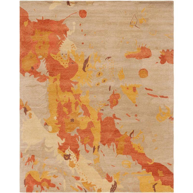 Soho 6' x 9' Beige and Orange Wool Viscose Rug