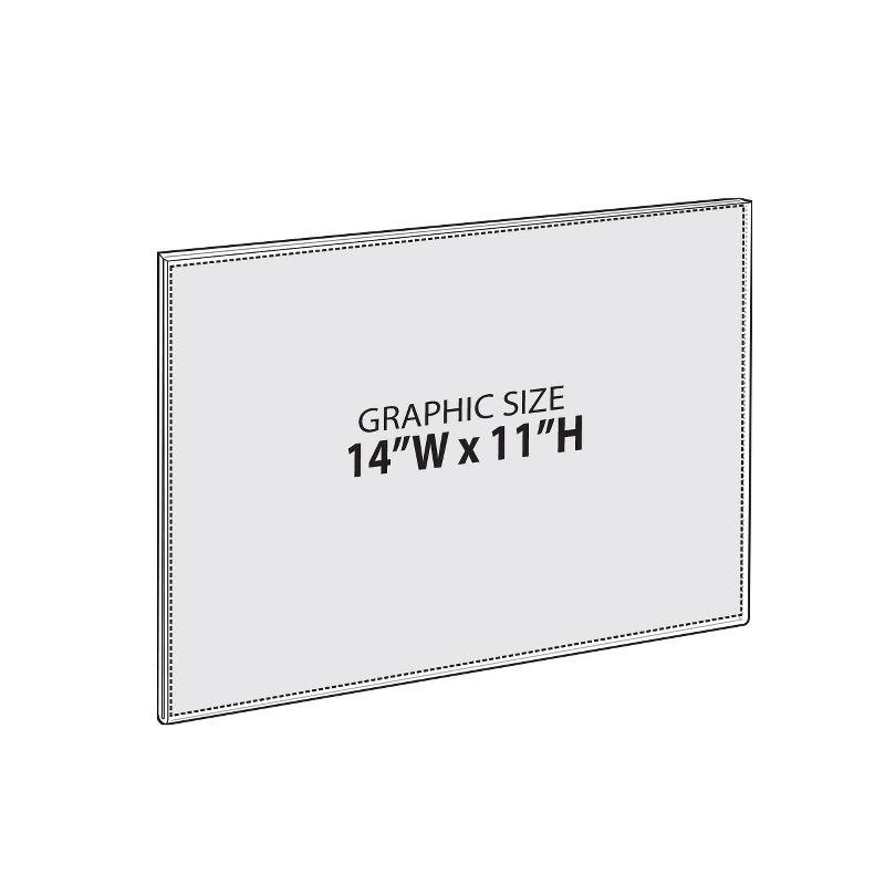Azar Displays Clear Acrylic Magnet Back Sign Holder Frames 14" W x 11" H - Landscape / Horizontal, 2-Pack (Set of 2)