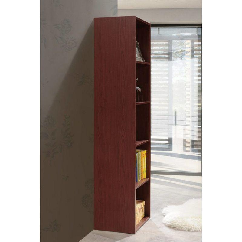 Hodedah 12 x 16 x 60 Inch 5 Shelf Bookcase and Office Organizer Solution for Living Room, Bedroom, Office, or Nursery, Mahogany Wood Finish