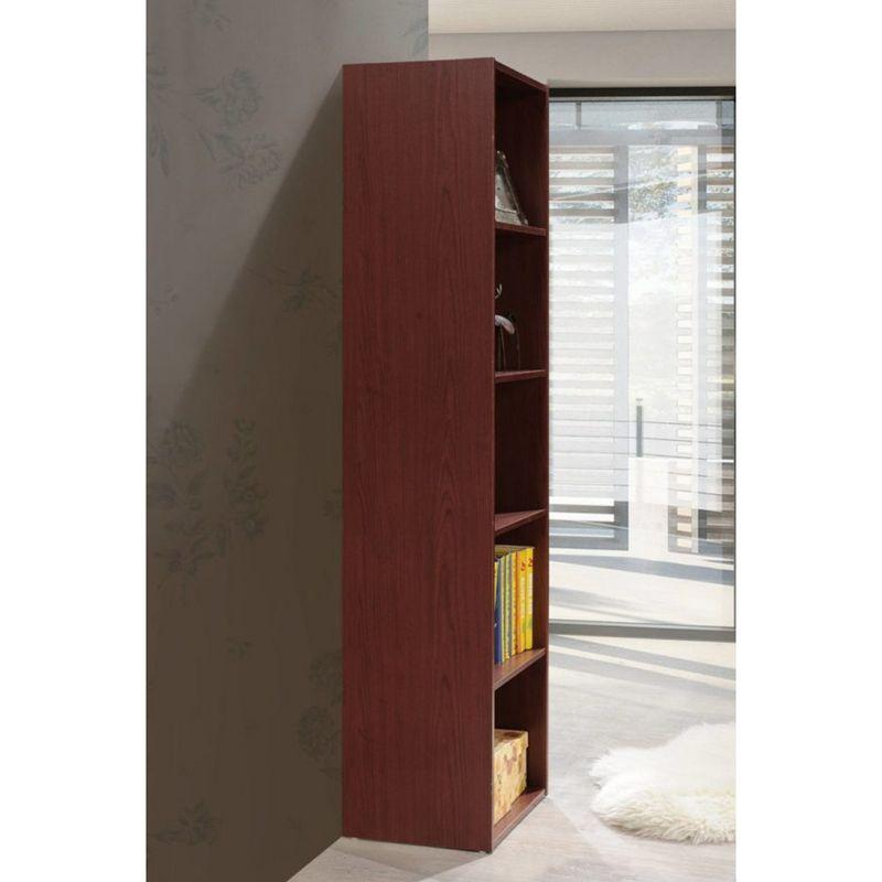 Kids' Playful Mahogany 5-Shelf Toy Organizer with Doors