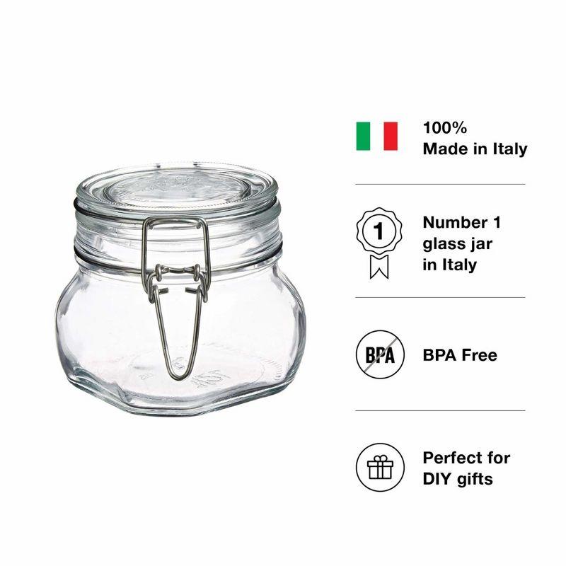 Bormioli Rocco Fido Storage Jar - 17.5 oz, Made of Premium Quality Italian Glass, Airtight Seal with Gasket