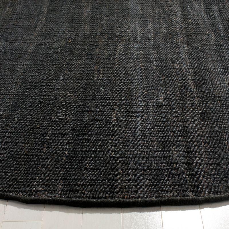 Handwoven Black Jute Round Area Rug, 4' x 4'