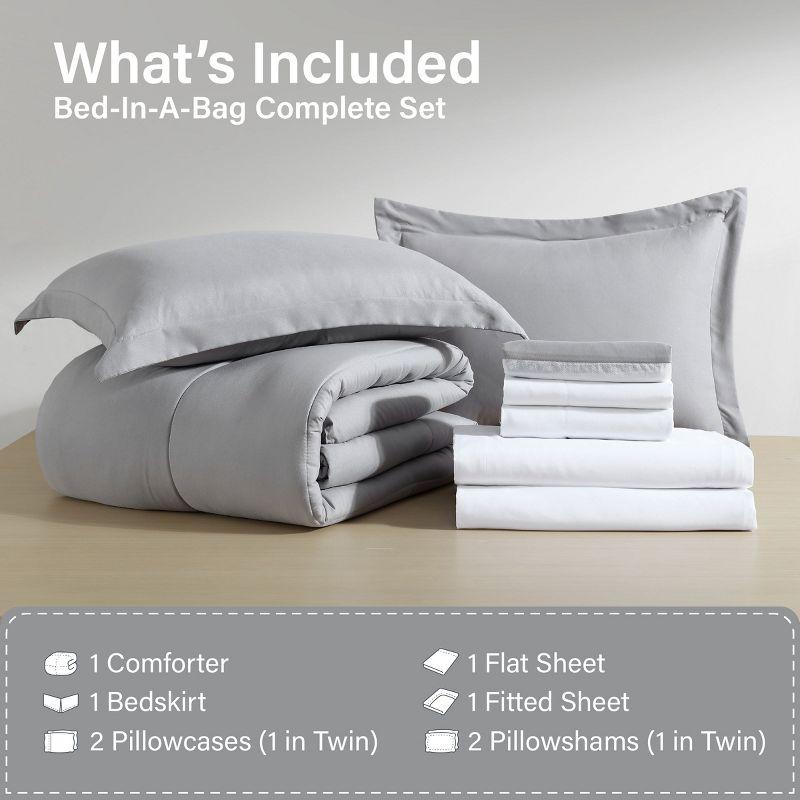 Swift Home | 8-Piece Ultra Soft Solid Bed-In-A-Bag Bedding Set Indigo Full