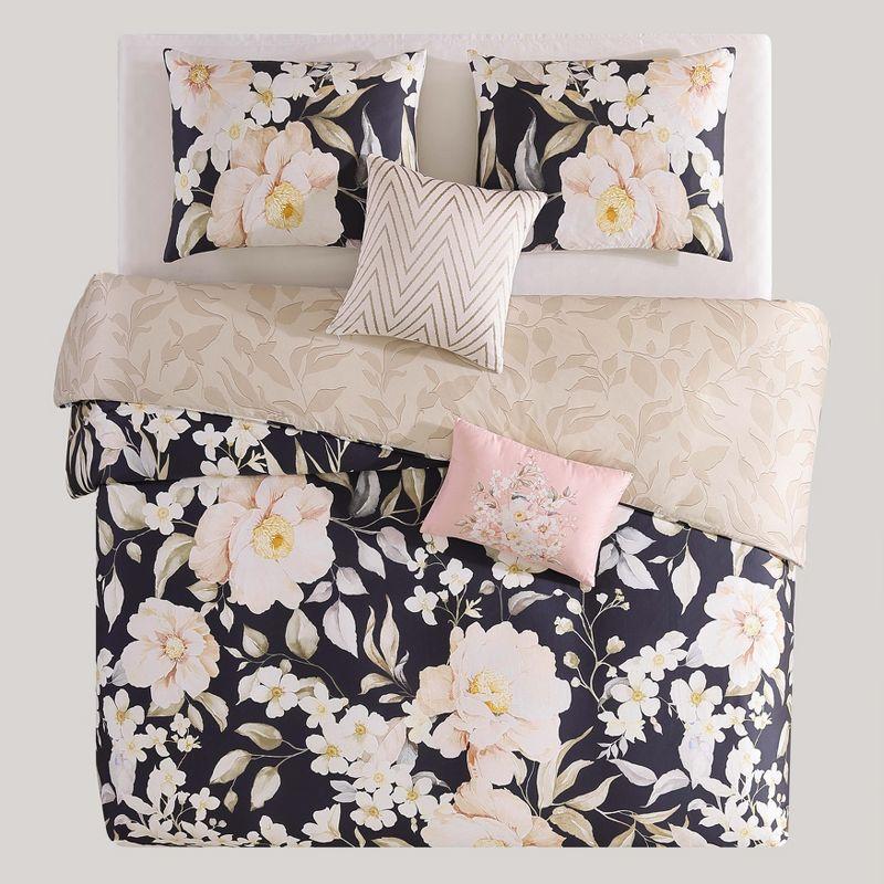 Blush Floral Cotton Reversible Full Comforter Set