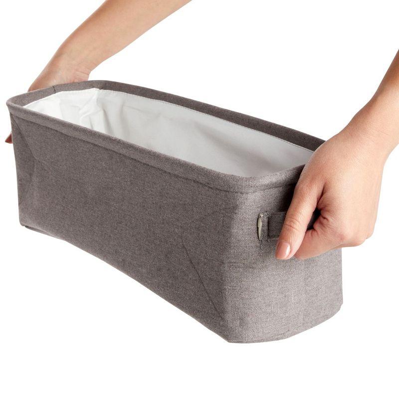 Gray Jute Fabric Storage Bin Basket Container Cubes Organizer with Handles Rectangular 16"x6"x5.25"