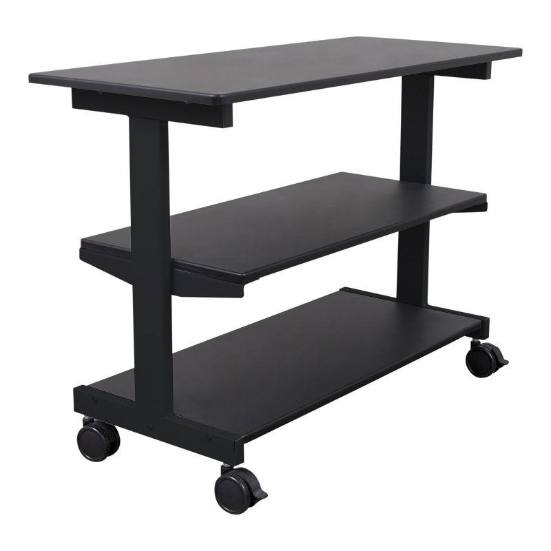 Black Rolling 3-Shelf Desk Organizer with Drawer