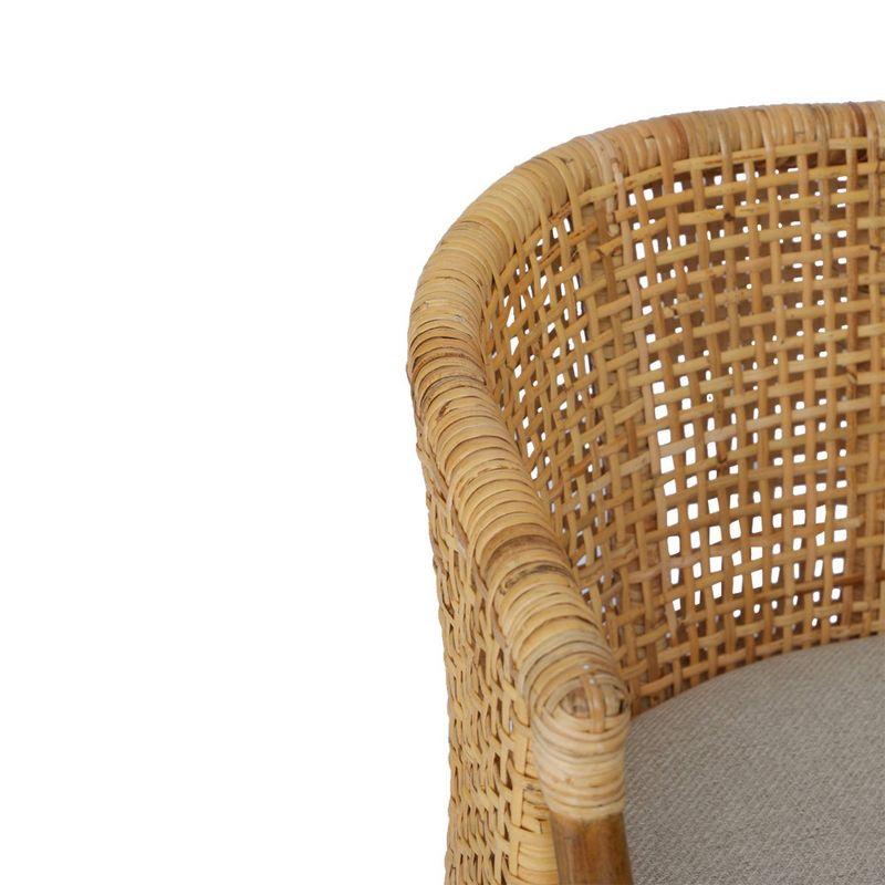 Playa 27" Natural Rattan Handcrafted Counter Stool with Linen Cushion