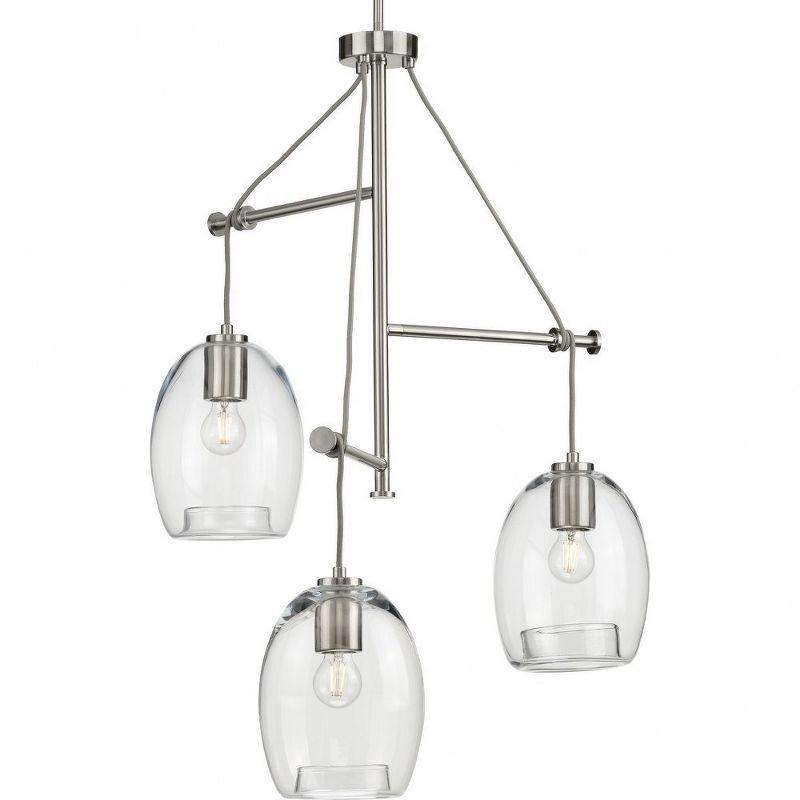 Caisson Brushed Nickel 3-Light Pendant with Clear Glass Shades