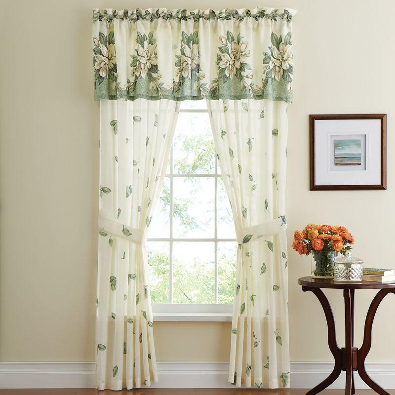 Collections Etc Floral Magnolia Garden Curtain Collection Panel Pair Sage