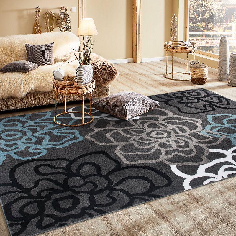 World Rug Gallery Contemporary Modern Floral Flowers Area Rug