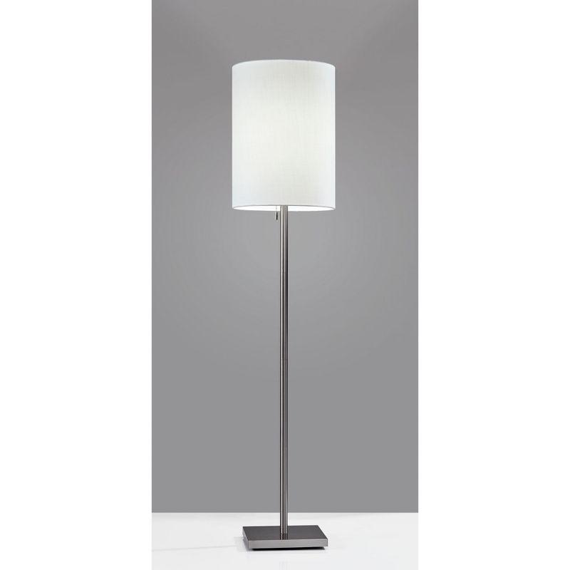 Elegance Squared Brushed Steel & Textured White Fabric Floor Lamp