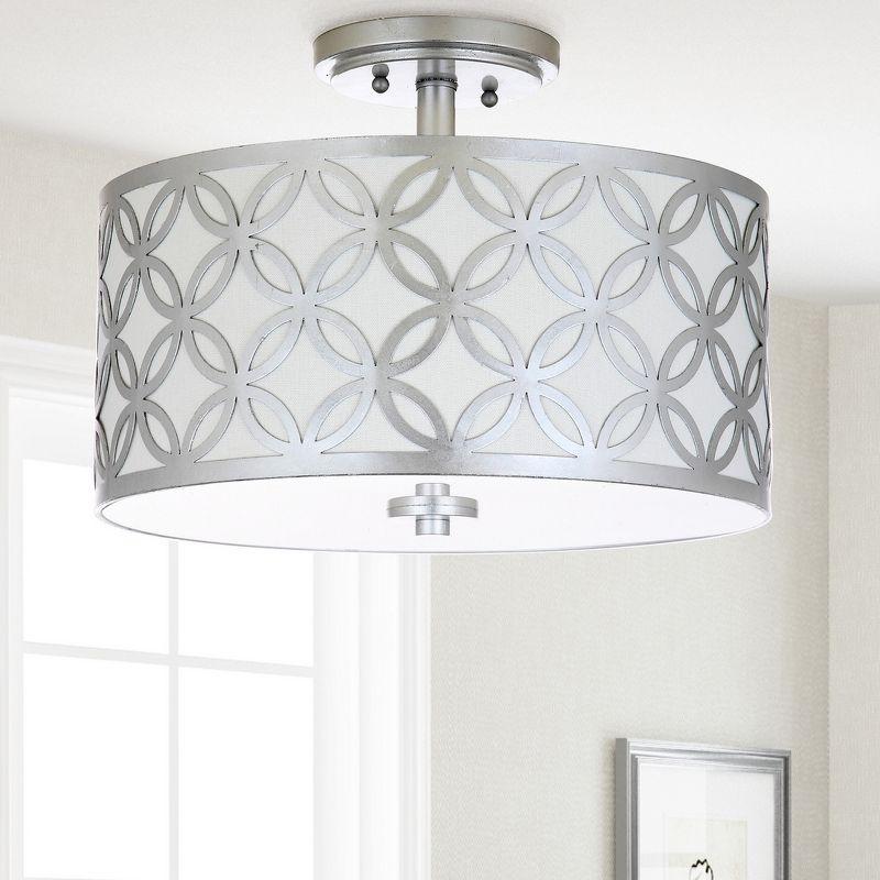 Cecily Leaf Trellis 3 Light 15" Flush Mount - Silver - Safavieh.
