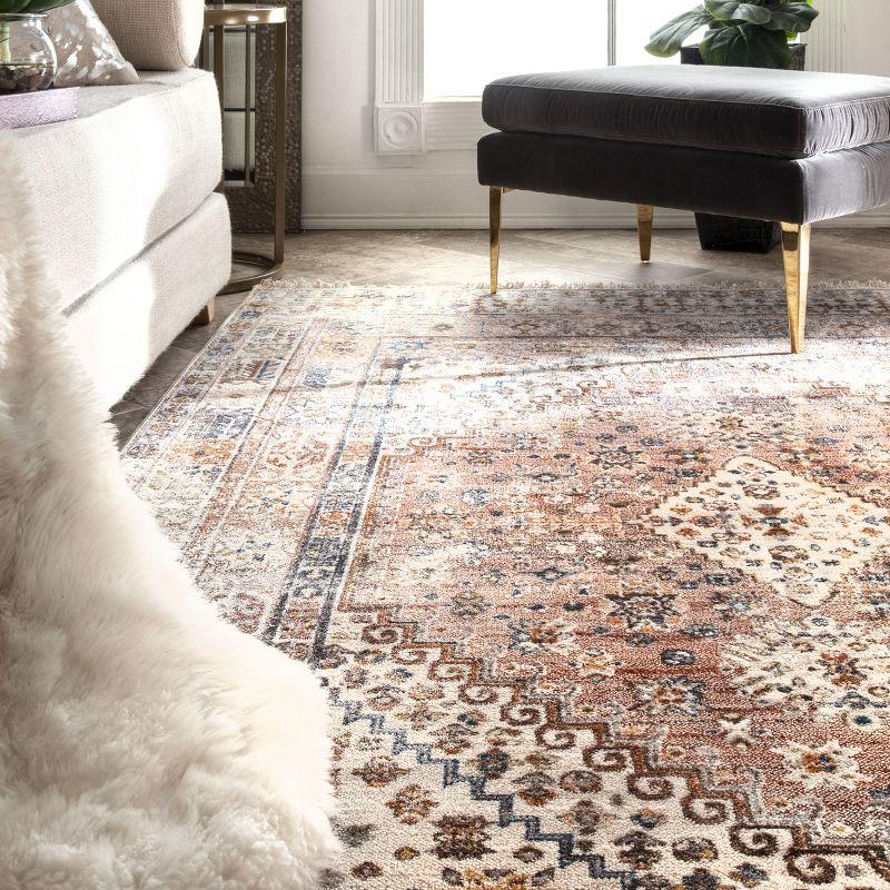 Farley Khaki Medallion Synthetic 5' x 7' Area Rug