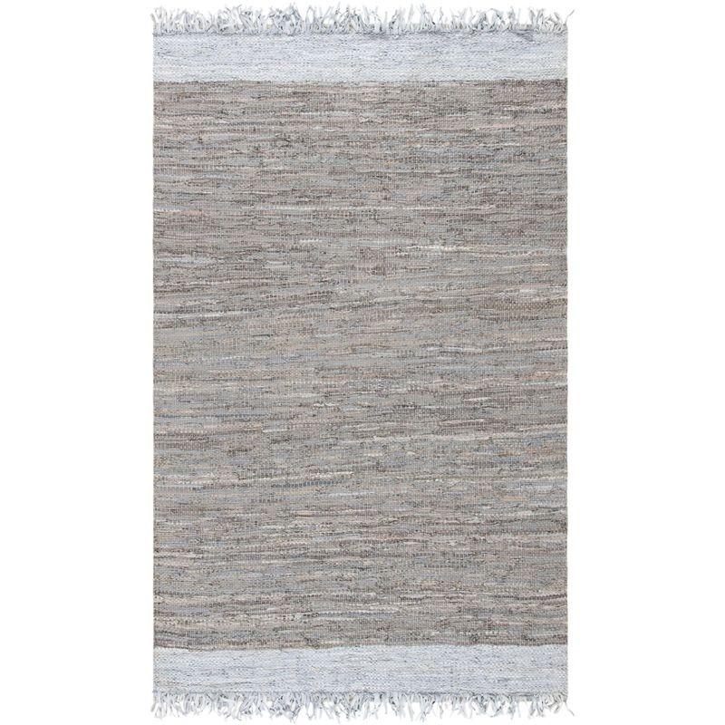 Vintage Leather VTL310 Hand Woven Indoor Area Rug - Light Grey/Taupe - 5'x8' - Safavieh