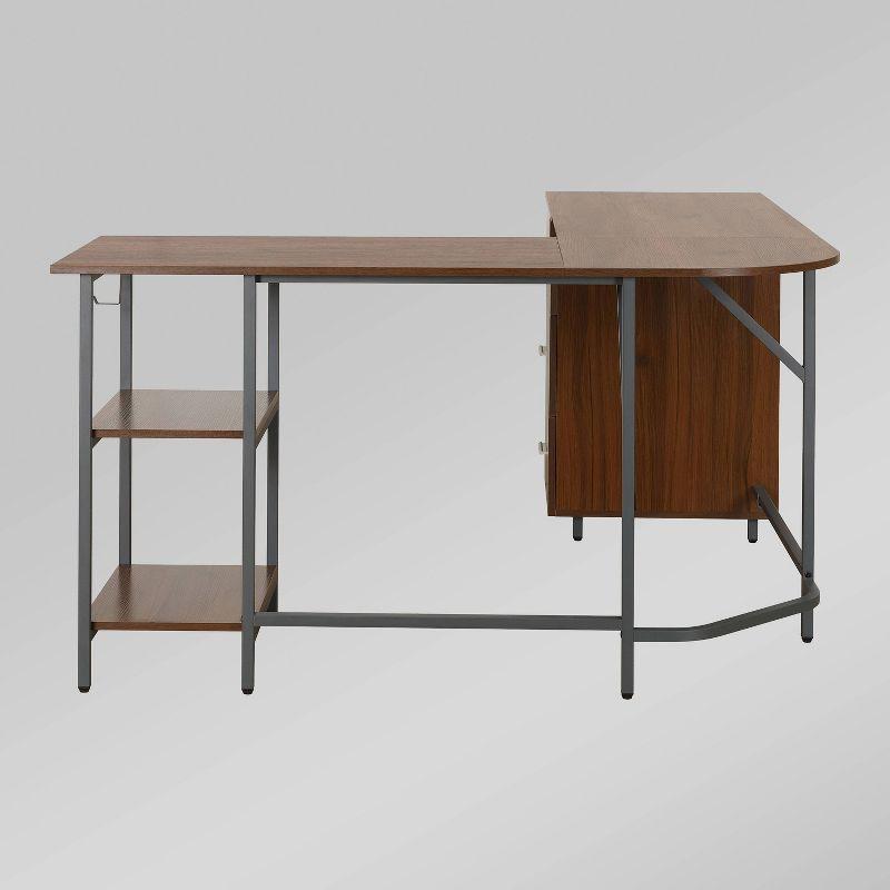 17 Stories Techni Mobili L-Shape Home Office Two-Tone Desk With Storage