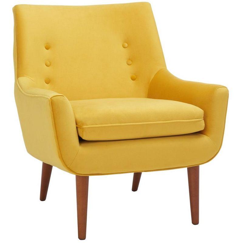 Amina Gold Velvet and Wood Tufted Accent Chair