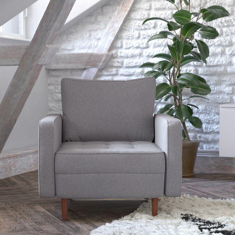 Slate Gray Mid-Century Modern Wood Accent Chair