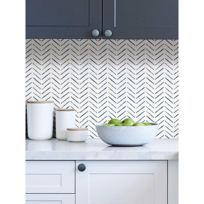NuWallpaper Indigo Holden Peel and Stick Wallpaper: Removable Abstract Self-Adhesive PVC, 30.75 Sq Ft Coverage, Multicolored