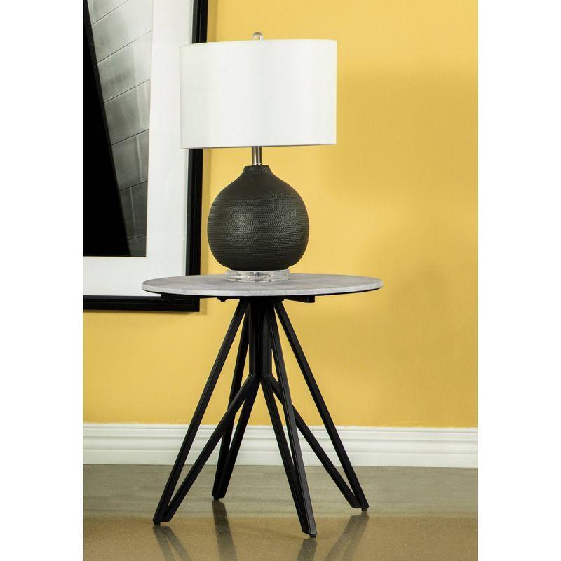 Hadi Round End Table with Faux Cement Top Gray/Gunmetal - Coaster