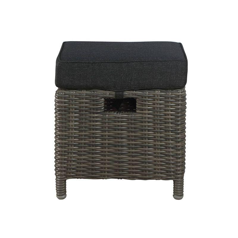 Asti Wicker Outdoor 15" Square Ottomans with Cushions - Gray - Alaterre Furniture