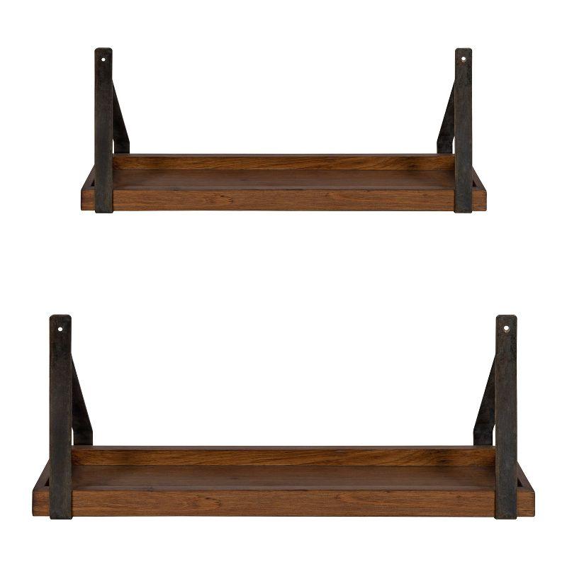 2pc Sudbury Wood and Metal Wall Shelf Set - Kate & Laurel All Things Decor