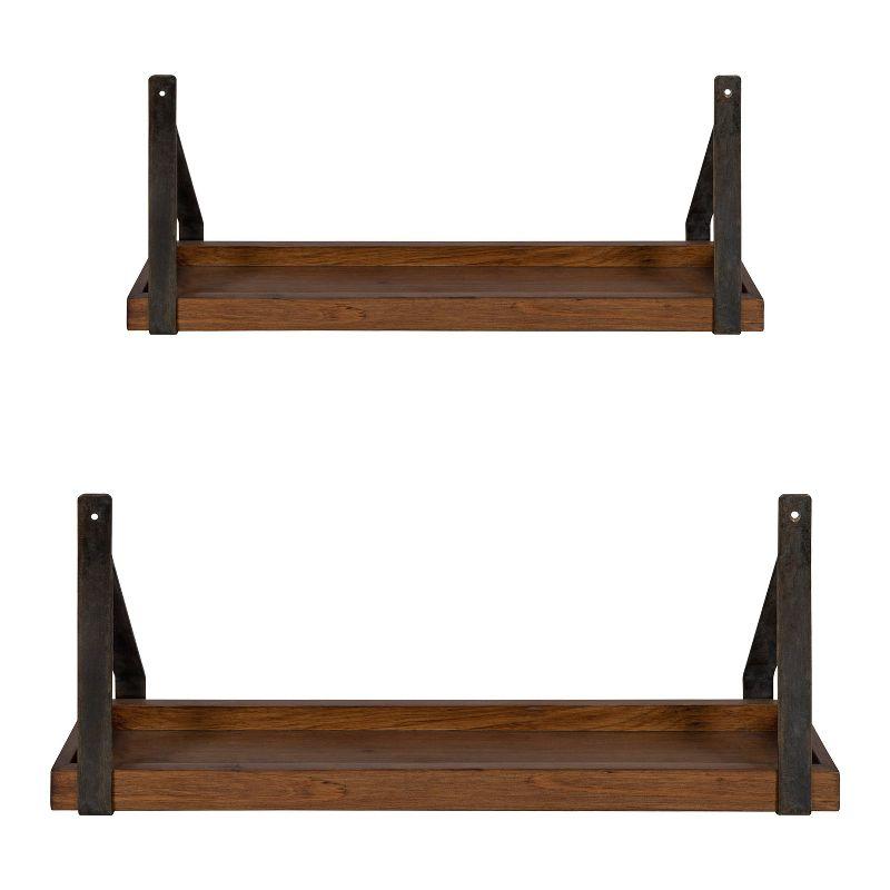 2pc Sudbury Wood and Metal Wall Shelf Set - Kate & Laurel All Things Decor