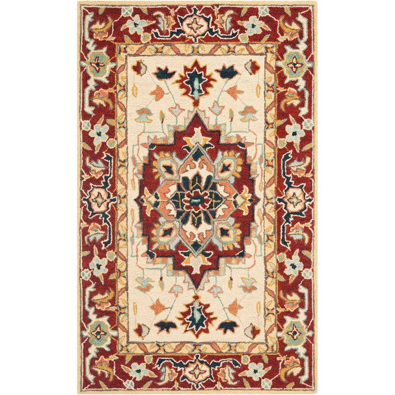 Chelsea HK709 Hand Hooked Accent Rug - Red/Ivory - 2'6"x4' - Safavieh.