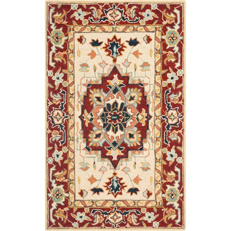 Chelsea Red and Ivory Floral Wool Area Rug