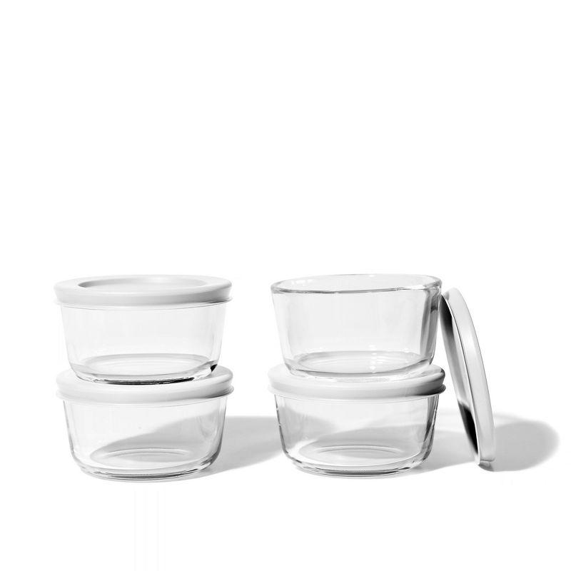 Dura Culina® 8pc 1 Cup Size Glass Food Round Storage Set - White
