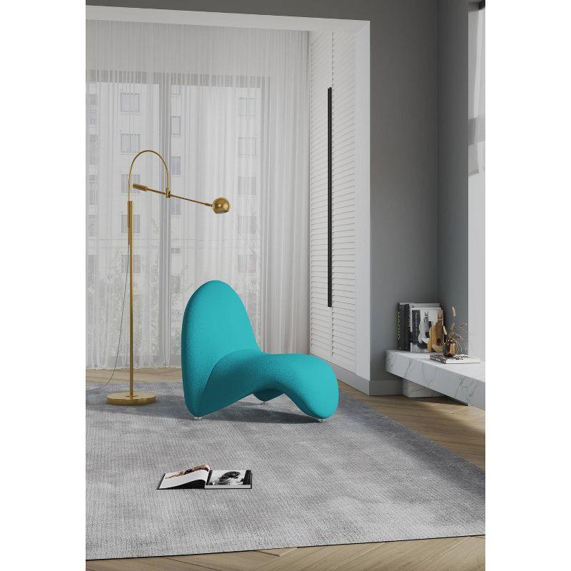 Sculptural Teal Wool Blend Geometric Metal Accent Chair