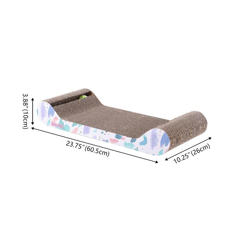 Rini 23.75" Modern Cardboard Lounge Bed Cat Scratcher with Built-In Bell Toys and Catnip, White/Multi (Set of 2)