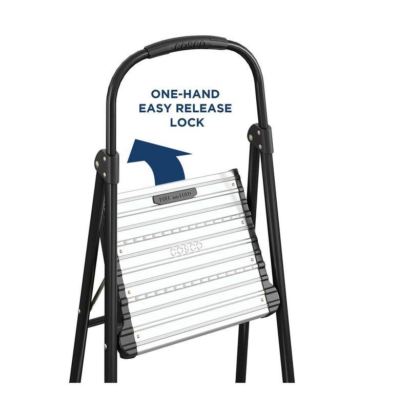 COSCO COSCO 2-Step Aluminum Folding Step Stool with Rubber Hand Grip