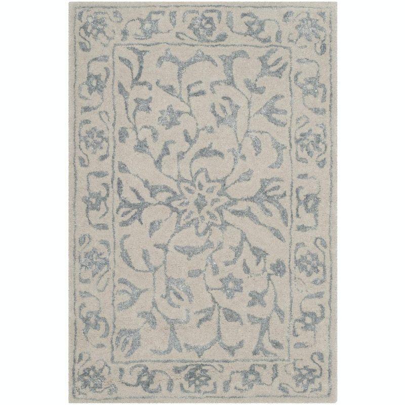 Ivory Elegance 24" Hand-Tufted Wool and Viscose Blend Area Rug