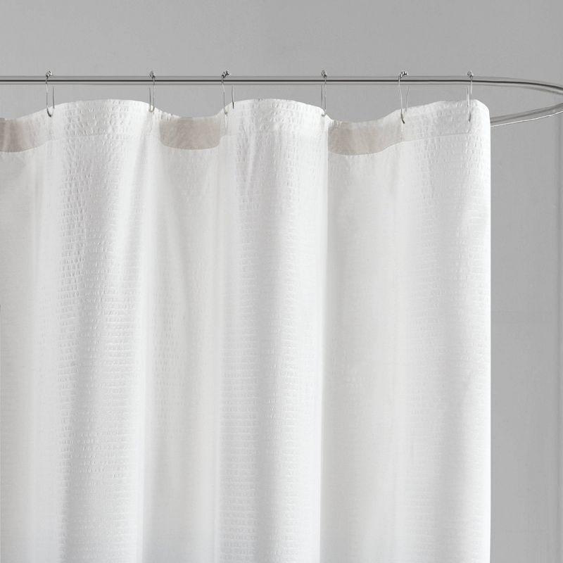 Gray Ombre Seersucker Fabric Shower Curtain