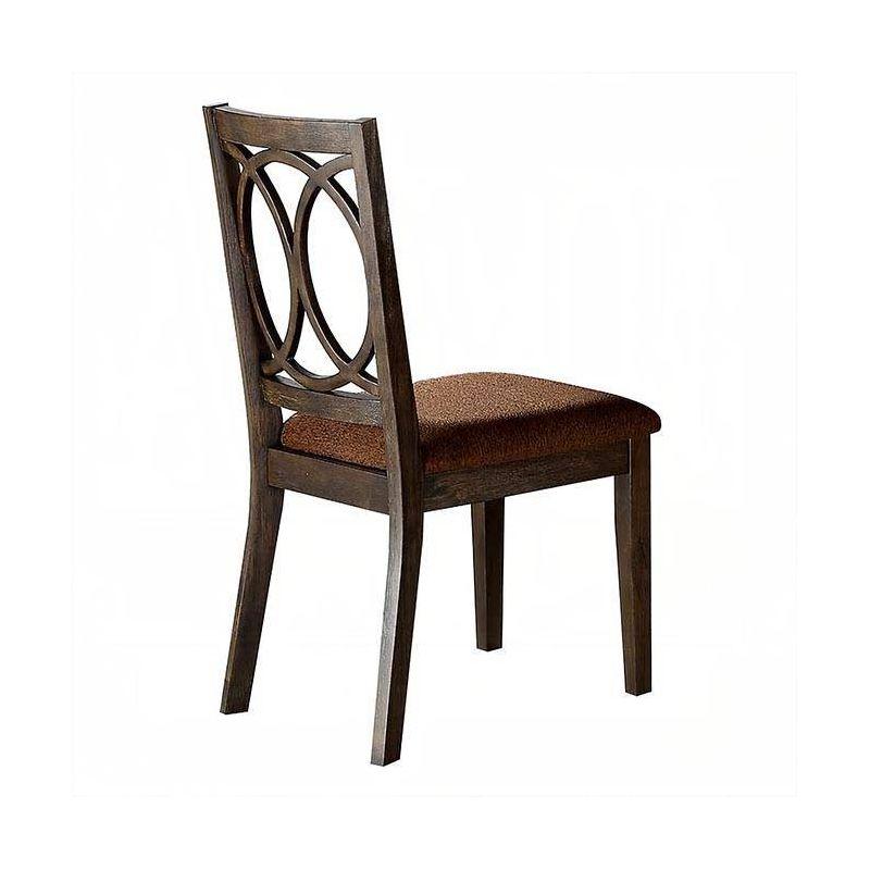 High-Back Brown Fabric Upholstered Side Chair in Espresso Wood - Set of 2