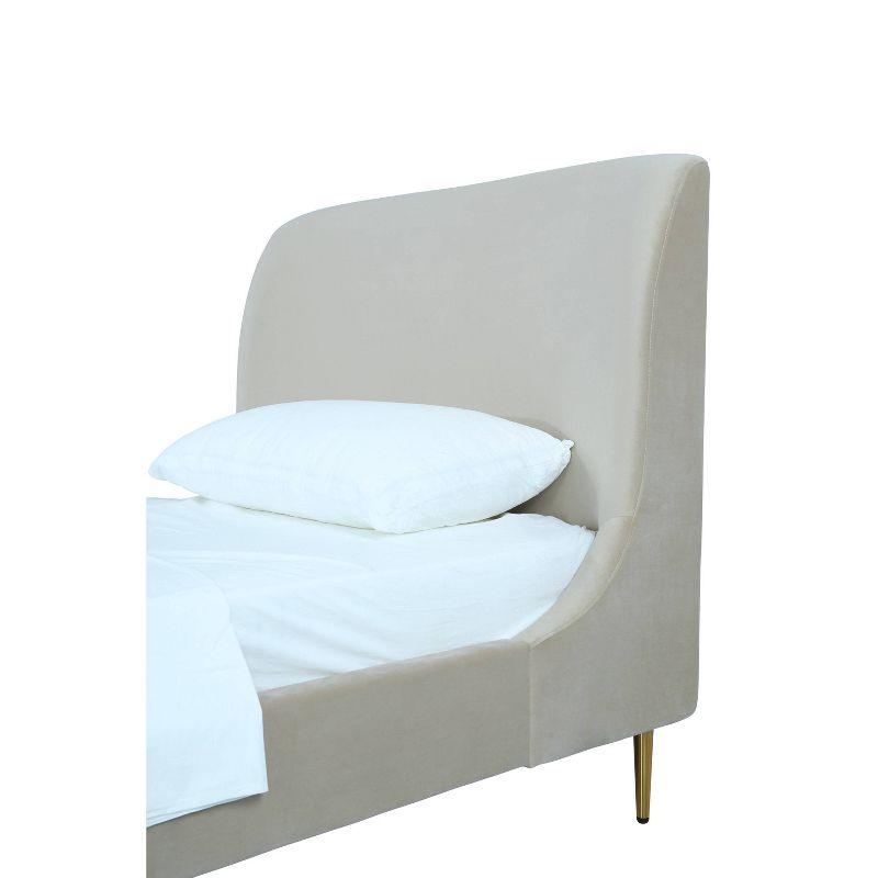 Heather Gold-Finished Twin Velvet Upholstered Bed with Slats