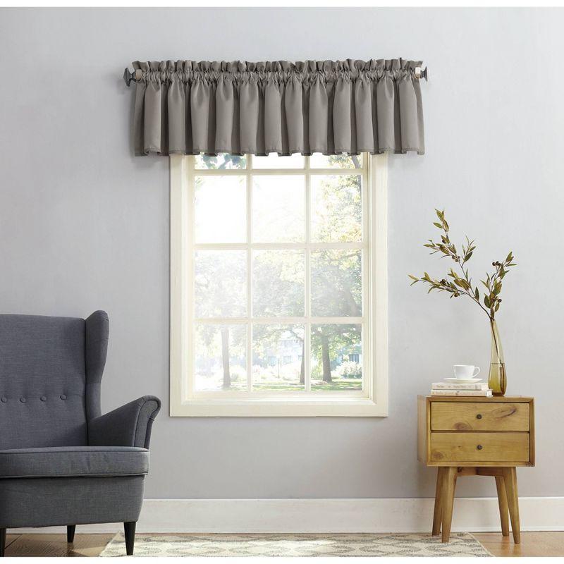 54"x18" Sun Zero Room Darkening Seymour Rod Pocket Curtain Valance Gray: Window Valance for All Ages