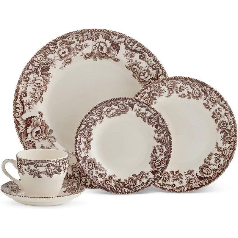 Spode Delamere Brown Floral 5-Piece Ceramic Place Setting